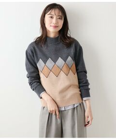 NEWYORKER / ニューヨーカー ニット・セーター | エクストラファインメリノウール モダンアーガイルハイネックプルオーバー