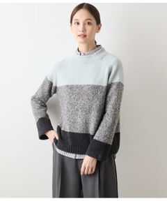 NEWYORKER / ニューヨーカー ニット・セーター | ウールナイロンブークレー ビルドネック配色プルオーバー