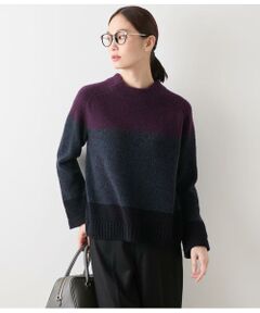 NEWYORKER / ニューヨーカー ニット・セーター | ウールナイロンブークレー ビルドネック配色プルオーバー