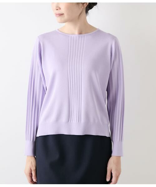 NEWYORKER / ニューヨーカー ニット・セーター | ハイツイストシルクレーヨン総針 袖プリーツニットプルオーバー | 詳細1