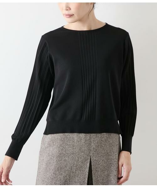 NEWYORKER / ニューヨーカー ニット・セーター | ハイツイストシルクレーヨン総針 袖プリーツニットプルオーバー | 詳細10