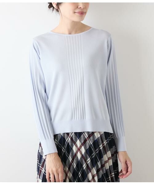 NEWYORKER / ニューヨーカー ニット・セーター | ハイツイストシルクレーヨン総針 袖プリーツニットプルオーバー | 詳細7