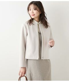 NEWYORKER / ニューヨーカー レザーブルゾン・ジャケット | ジャージーメルトン ノーカラーブルゾン