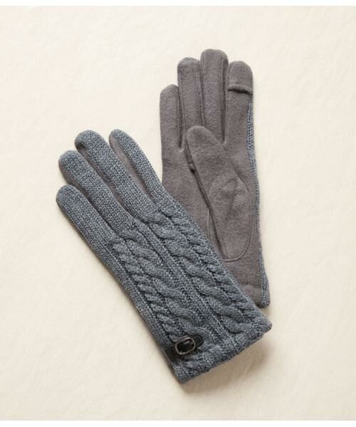 NEWYORKER / ニューヨーカー 手袋 | バックル付きニットグローブ（ダークグレー）