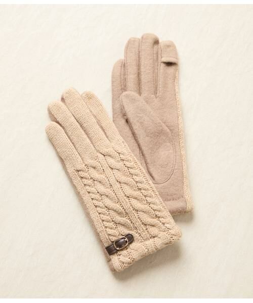 NEWYORKER / ニューヨーカー 手袋 | バックル付きニットグローブ（ベージュ）