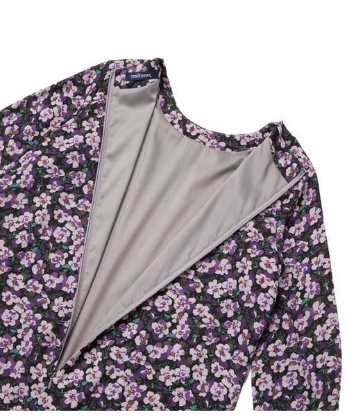 NEWYORKER / ニューヨーカー ミニ丈・ひざ丈ワンピース | ビオラフラワープリント ティアードギャザーロングワンピース | 詳細7