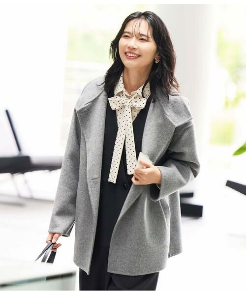 NEWYORKER / ニューヨーカー その他アウター | ウールナイロンリバー スタンドショートコート(グレー)