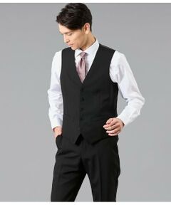 NEWYORKER / ニューヨーカー セットアップ | 10month ソリッドブラック 襟無しオッドベスト(セットアップ対応)