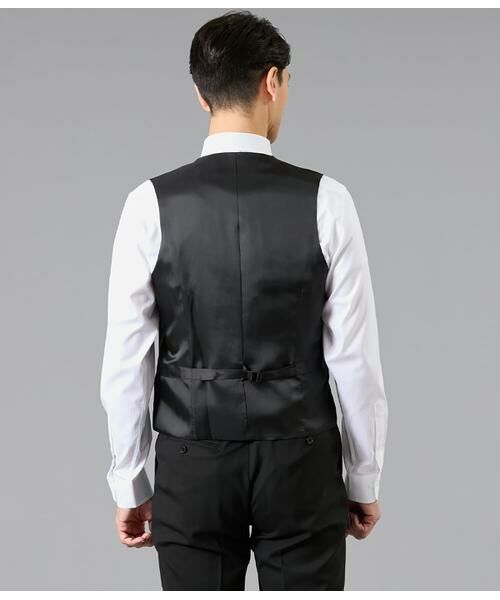 NEWYORKER / ニューヨーカー セットアップ | 10month ソリッドブラック 襟無しオッドベスト(セットアップ対応) | 詳細2