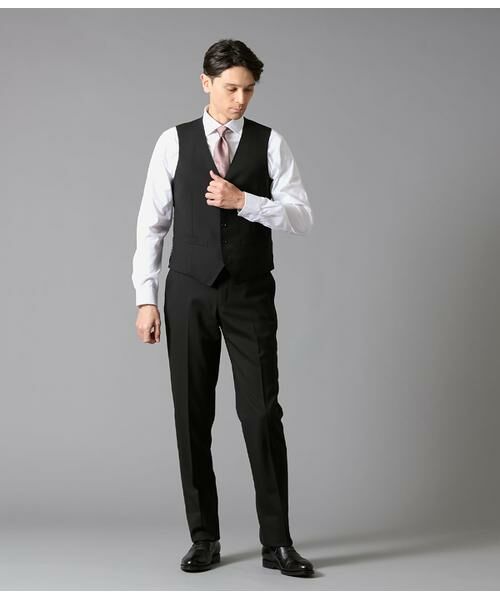 NEWYORKER / ニューヨーカー セットアップ | 10month ソリッドブラック 襟無しオッドベスト(セットアップ対応) | 詳細7