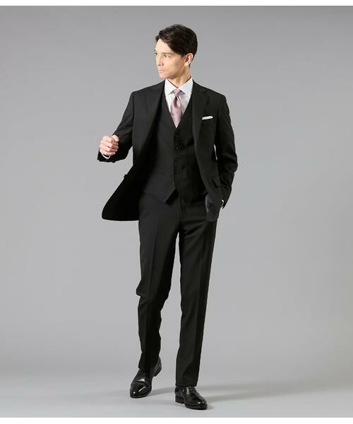 NEWYORKER / ニューヨーカー セットアップ | 10month ソリッドブラック 襟無しオッドベスト(セットアップ対応) | 詳細9