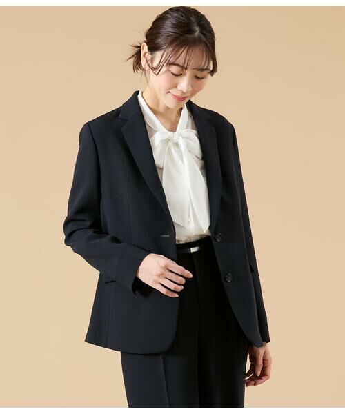 NEWYORKER / ニューヨーカー テーラードジャケット | シルキークロス ノッチドラペル2釦ジャケット(ネイビー)