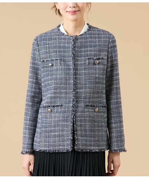 NEWYORKER / ニューヨーカー テーラードジャケット | ソフトミックスツィード ノーカラージャケット | 詳細9