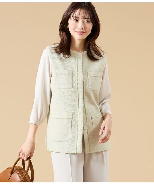 NEWYORKER / ニューヨーカー テーラードジャケット | ソフトミックスツィード ジレ（ライトグリーン）