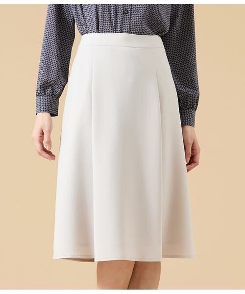 NEWYORKER / ニューヨーカー ミニ・ひざ丈スカート | シルキークロス タックフレアスカート | 詳細1