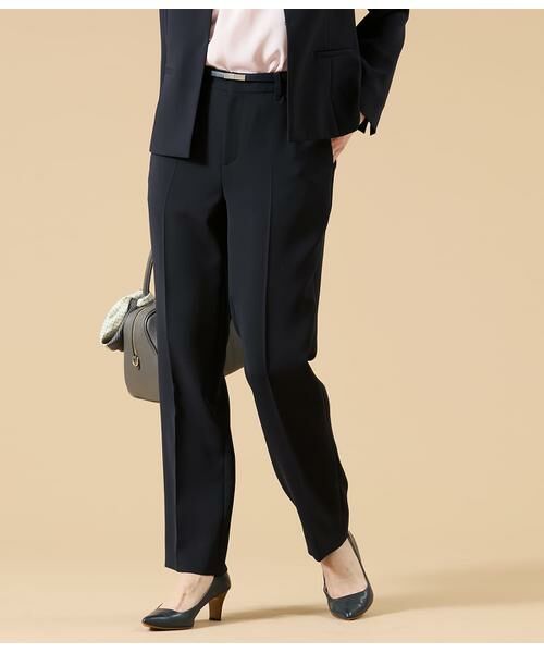 NEWYORKER / ニューヨーカー スラックス・ドレスパンツ | シルキークロス クロップドテーパードパンツ(ネイビー)
