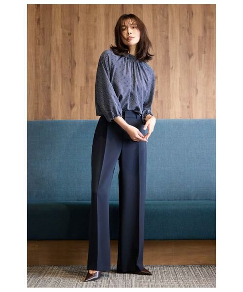NEWYORKER / ニューヨーカー その他パンツ | シルキークロス 1タックワイドパンツ（ネイビー） | 詳細11