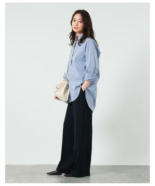 NEWYORKER / ニューヨーカー その他パンツ | シルキークロス 1タックワイドパンツ(ネイビー) | 詳細12