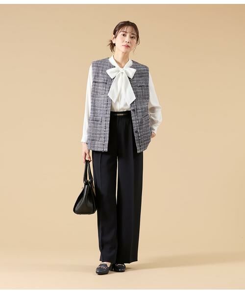 NEWYORKER / ニューヨーカー その他パンツ | シルキークロス 1タックワイドパンツ(ネイビー) | 詳細8