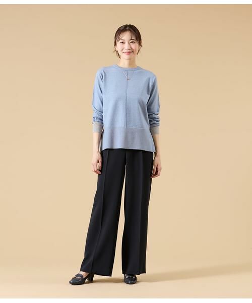 NEWYORKER / ニューヨーカー その他パンツ | シルキークロス 1タックワイドパンツ(ネイビー) | 詳細9