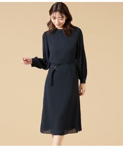 NEWYORKER / ニューヨーカー ミニ丈・ひざ丈ワンピース | ソフトジョーゼット 袖プリーツワンピース