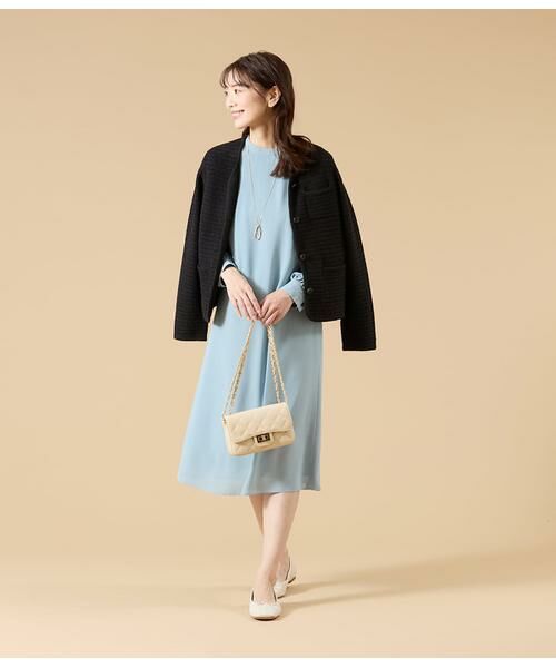 NEWYORKER / ニューヨーカー ミニ丈・ひざ丈ワンピース | ソフトジョーゼット 袖プリーツワンピース | 詳細10