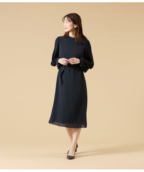 NEWYORKER / ニューヨーカー ミニ丈・ひざ丈ワンピース | ソフトジョーゼット 袖プリーツワンピース | 詳細14