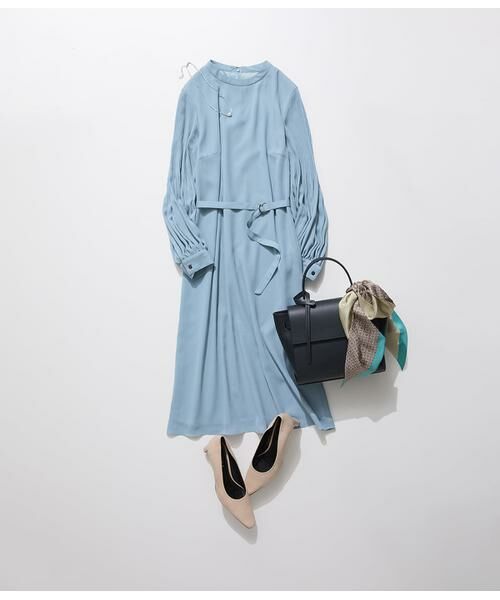 NEWYORKER / ニューヨーカー ミニ丈・ひざ丈ワンピース | ソフトジョーゼット 袖プリーツワンピース | 詳細17