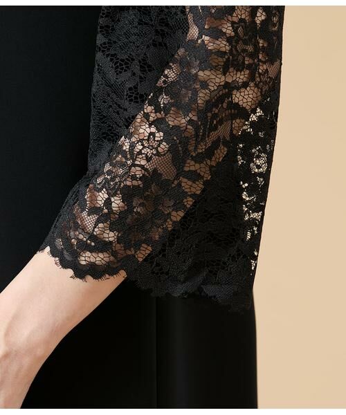 NEWYORKER / ニューヨーカー ミニ丈・ひざ丈ワンピース | サテン&ラッセルレース コンビワンピース | 詳細4