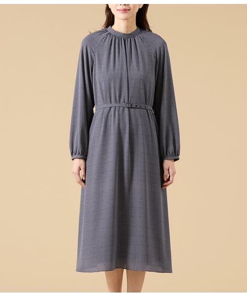 NEWYORKER / ニューヨーカー ミニ丈・ひざ丈ワンピース | ジオメトリックプリント スタンドギャザーワンピース | 詳細13