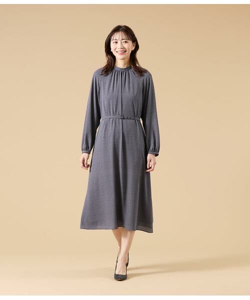 NEWYORKER / ニューヨーカー ミニ丈・ひざ丈ワンピース | ジオメトリックプリント スタンドギャザーワンピース | 詳細14