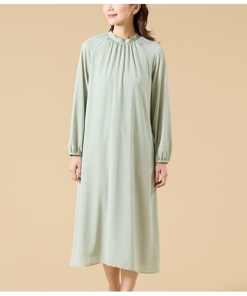 NEWYORKER / ニューヨーカー ミニ丈・ひざ丈ワンピース | ジオメトリックプリント スタンドギャザーワンピース | 詳細2