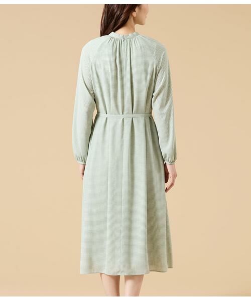 NEWYORKER / ニューヨーカー ミニ丈・ひざ丈ワンピース | ジオメトリックプリント スタンドギャザーワンピース | 詳細3