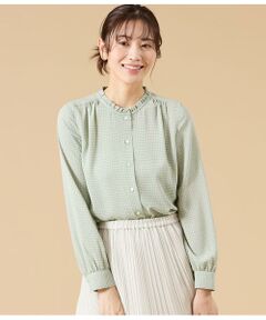 NEWYORKER / ニューヨーカー シャツ・ブラウス | ジオメトリックプリント スタンドフリルブラウス