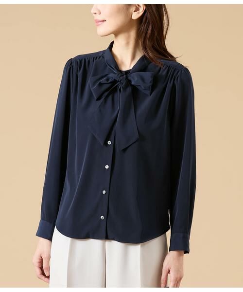 NEWYORKER / ニューヨーカー シャツ・ブラウス | ライトデシン 長袖ボウタイブラウス | 詳細9