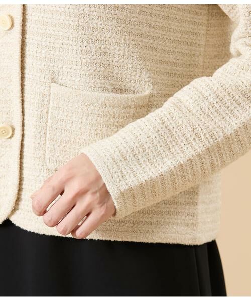 NEWYORKER / ニューヨーカー ニット・セーター | ツィーディーラメ ノーカラーニットジャケット | 詳細4