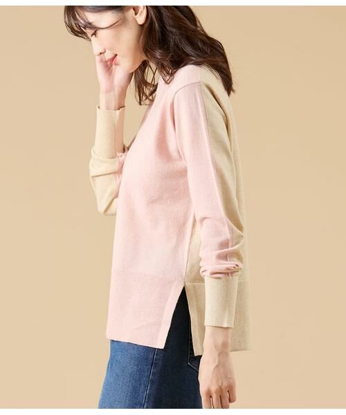 NEWYORKER / ニューヨーカー ニット・セーター | ウール天竺 バイカラーニットプルオーバー | 詳細10