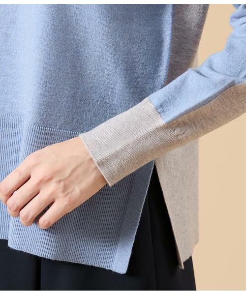 NEWYORKER / ニューヨーカー ニット・セーター | ウール天竺 バイカラーニットプルオーバー | 詳細4