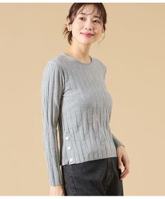 NEWYORKER / ニューヨーカー ニット・セーター | レーヨンポリエステルリブ サイドボタンニットプルオーバー