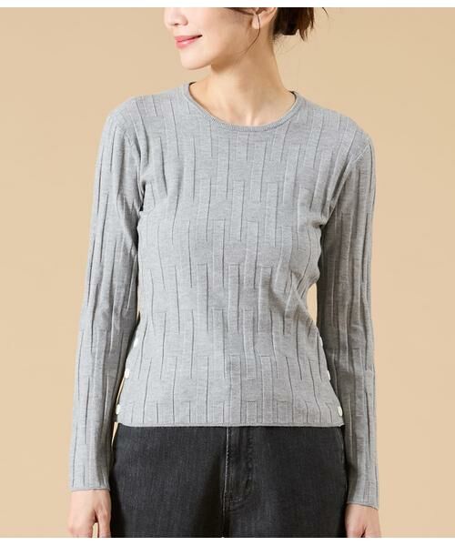 NEWYORKER / ニューヨーカー ニット・セーター | レーヨンポリエステルリブ サイドボタンニットプルオーバー | 詳細1