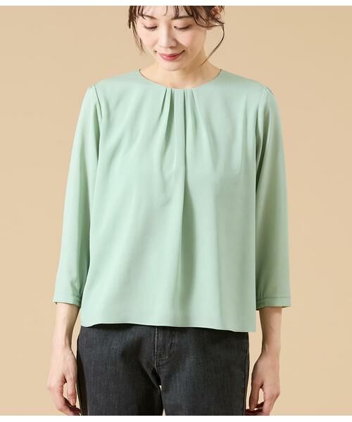 NEWYORKER / ニューヨーカー カットソー | TR天竺＆ストレッチデシン ドッキングブラウス | 詳細1