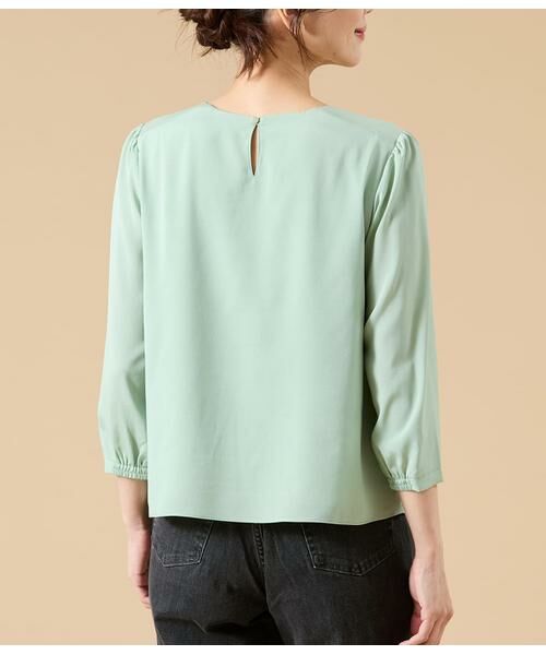 NEWYORKER / ニューヨーカー カットソー | TR天竺＆ストレッチデシン ドッキングブラウス | 詳細2