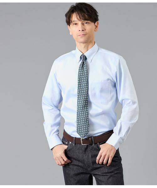 NEWYORKER / ニューヨーカー シャツ・ブラウス | NY CARE FREE・SUPIMA COTTON ダイヤドビー 長袖ボタンダウンシャツ（サックス）