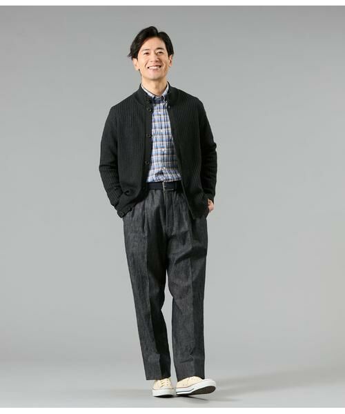 NEWYORKER / ニューヨーカー シャツ・ブラウス | サッカー ネイビーチェック 長袖ショートボタンダウンシャツ | 詳細5