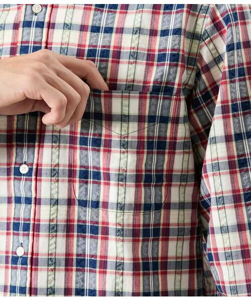 NEWYORKER / ニューヨーカー シャツ・ブラウス | サッカー デジタルミックスカラーチェック 長袖ショートボタンダウンシャツ | 詳細3