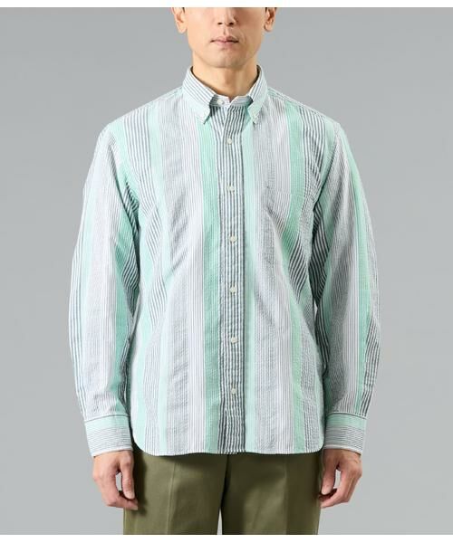 NEWYORKER / ニューヨーカー シャツ・ブラウス | サッカー マルチストライプ 長袖ショートボタンダウンシャツ | 詳細1