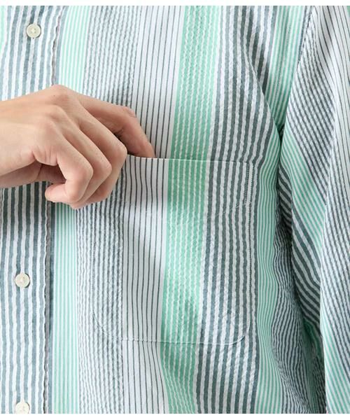 NEWYORKER / ニューヨーカー シャツ・ブラウス | サッカー マルチストライプ 長袖ショートボタンダウンシャツ | 詳細3