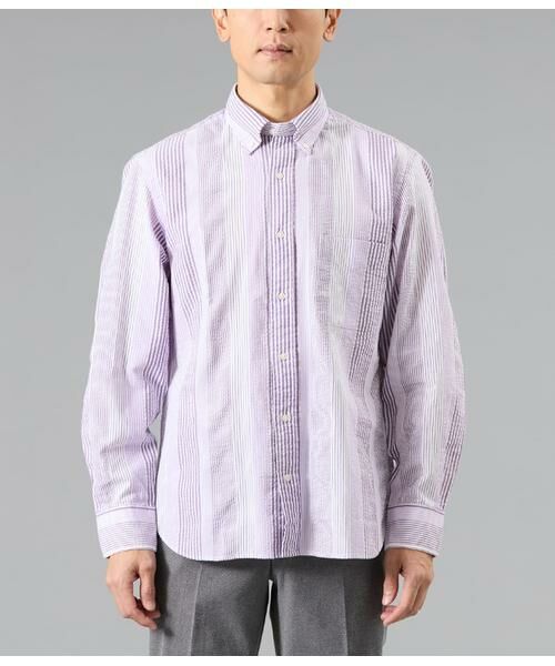 NEWYORKER / ニューヨーカー シャツ・ブラウス | サッカー マルチストライプ 長袖ショートボタンダウンシャツ | 詳細7