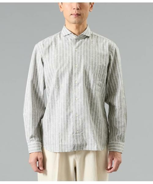 NEWYORKER / ニューヨーカー シャツ・ブラウス | ジャカード ストライプ 長袖カッタウェイカラーシャツ | 詳細1