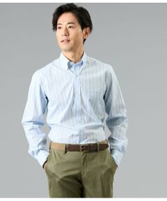 NEWYORKER / ニューヨーカー シャツ・ブラウス | NY FitEase サックスオルタネイトストライプ 長袖ショートボタンダウンシャツ